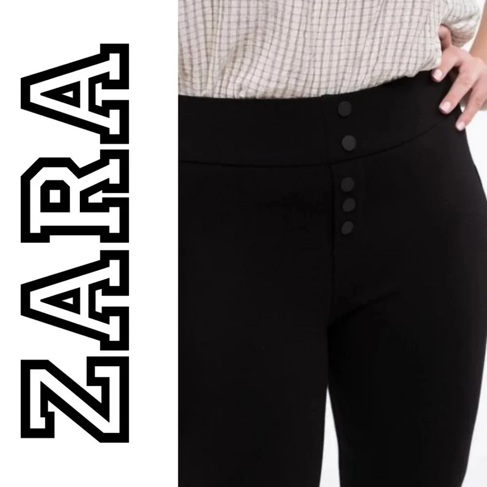 Zara Trafaluc Black Skinny High Waisted Thick Premium Leggins/Pants Size M - Picture 9 of 9